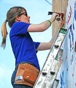 Alli Job helps build a house with Habitat for Humanity