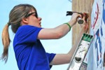 Alli Job helps build a house with Habitat for Humanity